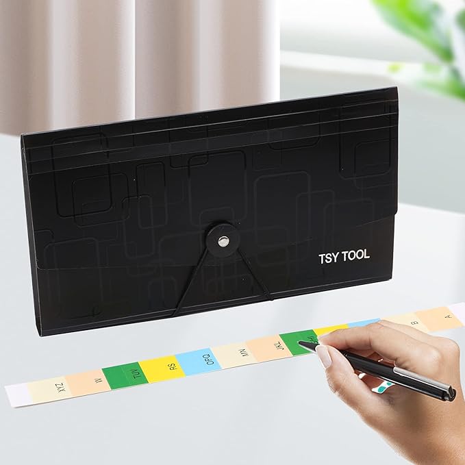 Pack of 4 Expandable File Folder,10"x5.5" Portable Accordion Document Pocket, Office Desk Organizer-13 Pockets,for Receipts, Coupons and Tickets, Check Size Water Resistant-Assorted Color