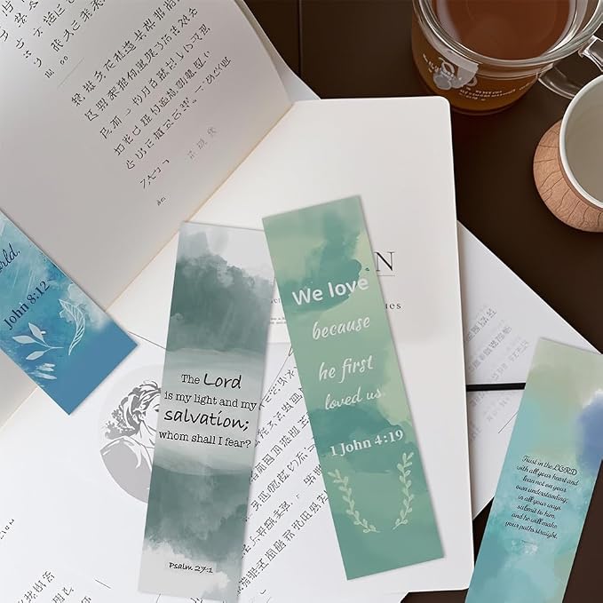 30Pcs Motivational Bible Verses Bookmarks |Inspirational Christian Watercolour Page-Markers for Kids Students Teens Adults and Reading Lovers as School Church Christmas Easter Gift