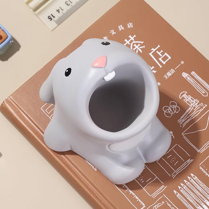 Funny Big Mouth Animals Pen Holder for Office Desk Accessories, Cute Cartoon Animals Makeup Brush Holder Pencil Cup Toothbrush Holder Vanity Organizer Kawaii Home Decor (Bunny)
