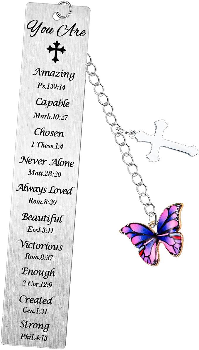 Religious Gifts for Women Book Marks for Reading Women Bible Verse Bookmark Christian Gifts Cross Gifts Baptism Gifts for Women Butterfly Charm Bookmark Christmas Birthday Inspirational Gifts