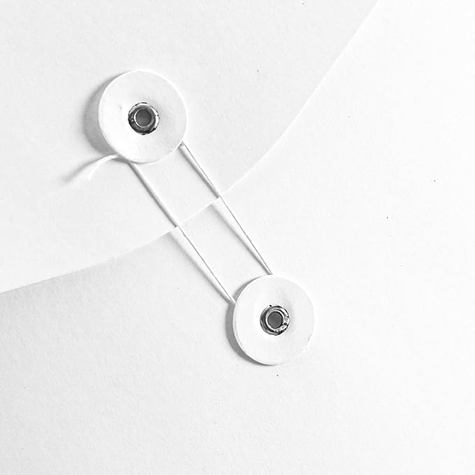 VANRA Kraft String Envelope File Folder Project Pockets File Jacket Document Organizer Flat-No Expansion A4 Letter Size (White, Pack of 5)