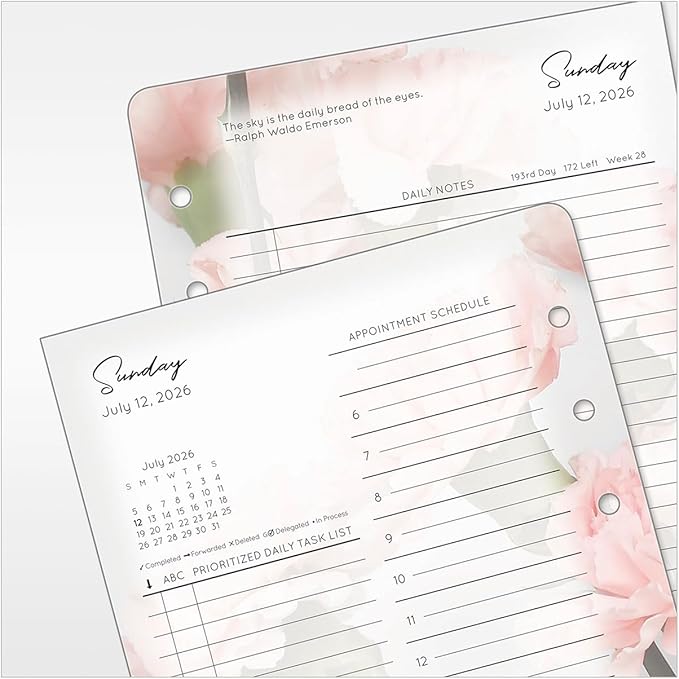 FranklinCovey - Blooms Ring-Bound Planner Refill - Two Page Per Day (Compact, Jul 2026 - Jun 2027)