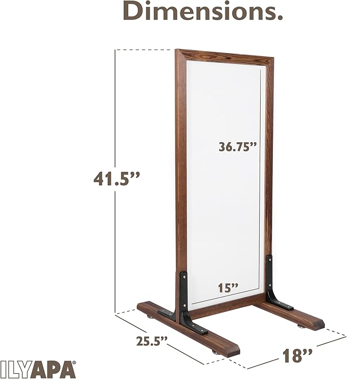 Ilyapa Large Whiteboard Sign - Free Standing Magnetic Sidewalk Sign - Outdoor Menu for Restaurant, Food Truck, Party, or Wedding - 42x18 Inch - Brown