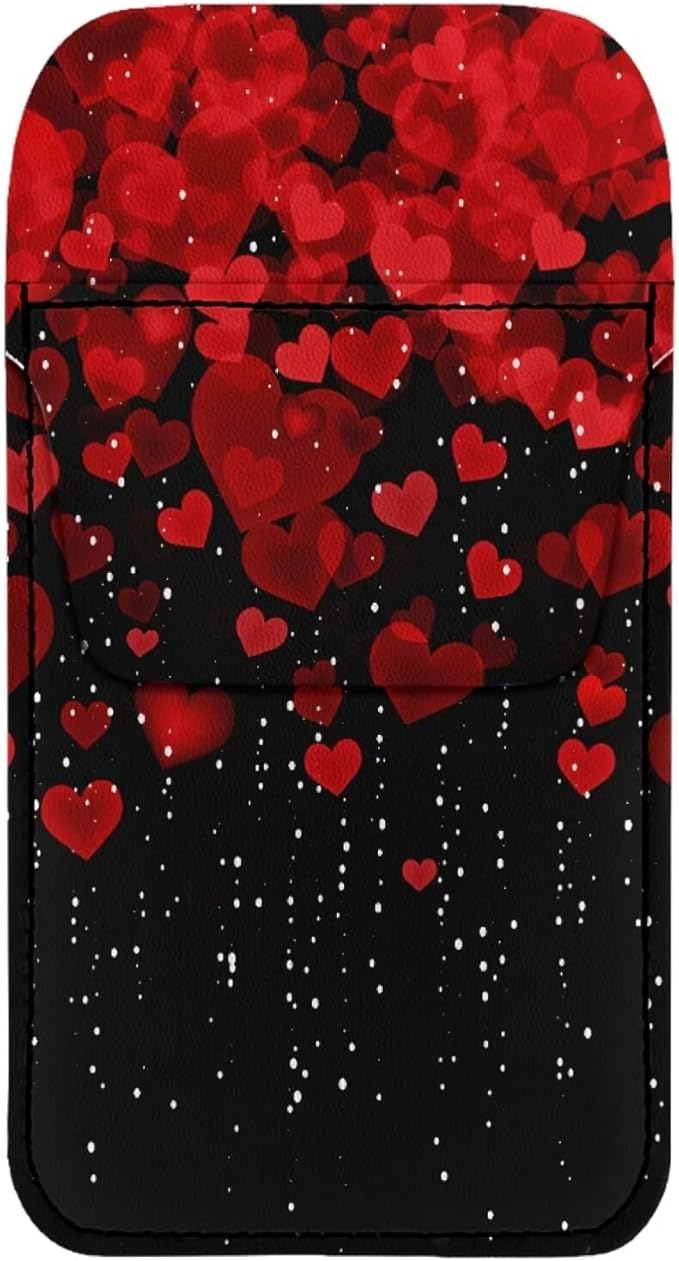 chaqlin Pocket Protector for Men Women, Red Hearts Print Leather Pen Protect Holder for Shirts, Lab Coats, Holds Pens, Pointers, Cards, Pocket Protectors