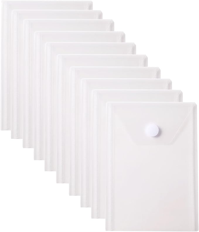 6''x4'' Vertical Plastic Envelopes Hook Loop Closure Coupon Receipt Storage Holder 10 Pack