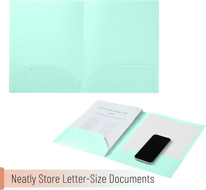 Mr. Pen- Plastic Folders with Pockets, 15 pcs, Aesthetic File Folder with Business Card Slot, 2-Pocket Folder, Back to School, Office, Filing Supplies