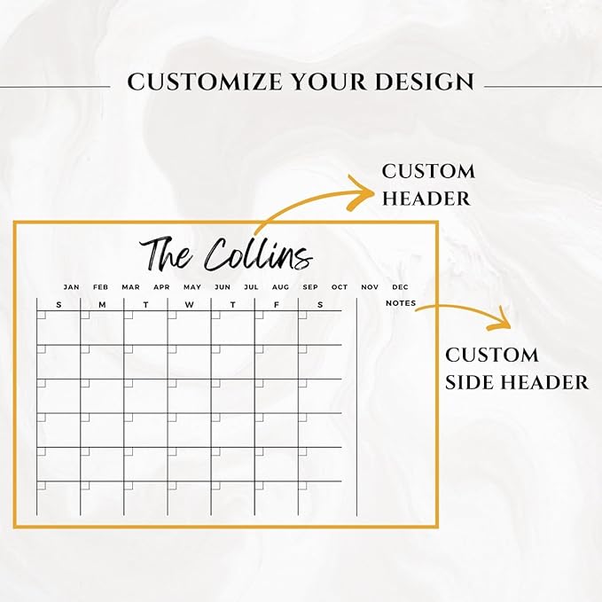 Personalized Calendar with Family Name - Custom Family Weekly & Monthly Planner, Dry Erase Wall Calendar Organizer, Calendar with Marker
