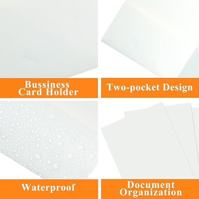 pmybupo 50Pcs White Folders with Pockets and Business Card Holder,2 Pocket Folders for School,Home or Office,Durable Heavy Duty File Folders