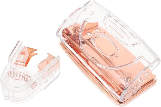 TEHAUX 2sets Office Accessories Portable Staple Remover Hole Puncher Kit Rose Gold for Efficient Document Management and Organization