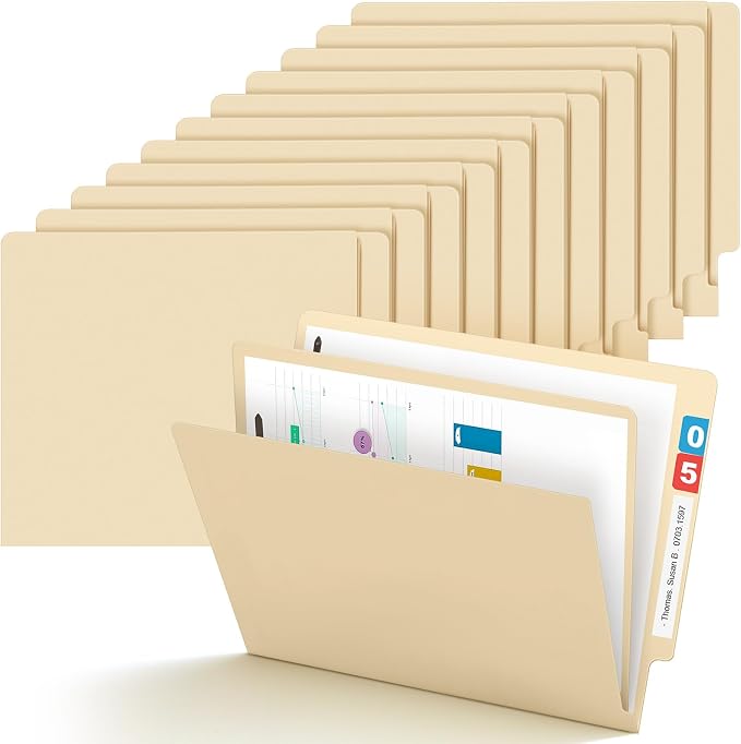 Skyygemm 24 Pack Large Classification Folders, 1 Divider Pressboard File Folder with Fasteners, Expanding File Organizer Bulk for School Teachers, Office Employee, Coworker, Staff(Beige)