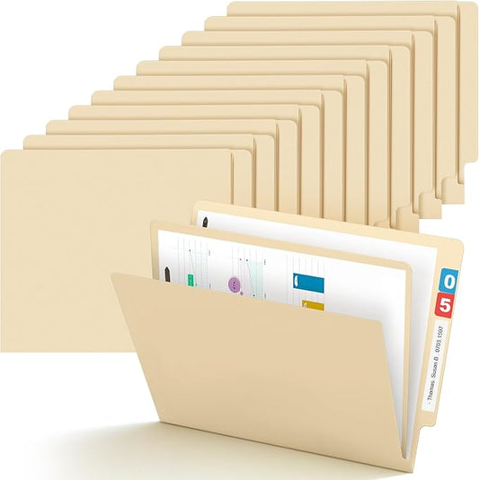 Skyygemm 24 Pack Large Classification Folders, 1 Divider Pressboard File Folder with Fasteners, Expanding File Organizer Bulk for School Teachers, Office Employee, Coworker, Staff(Beige)
