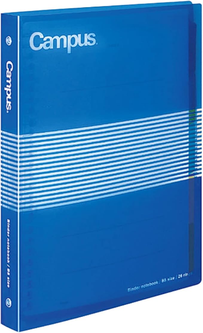 KOKUYO Campus B5 Slide Binder Notebook with 5 Tab Dividers, PP Cover, 26 Hole, 100 Sheets Capacity, Blue, Japan Import (RU-P334NB)