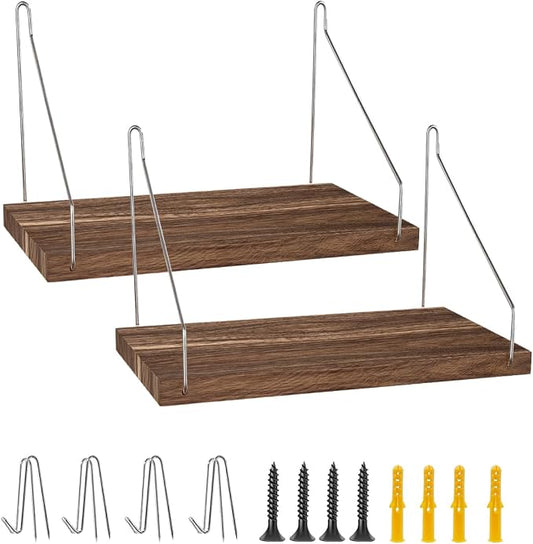 Fabric Wall Cubicle Shelf with Hooks for Work Decor, 11.8''x6'' Wooden Cubicle Organizer Storage Shelf with Hangers Cubicle Accessories for Office & Women Men Desk（2 Pack ）