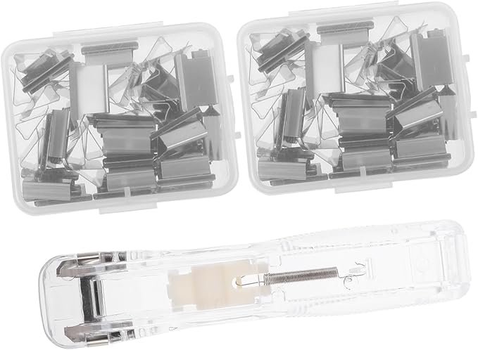 Operitacx 2sets Refillable Desk Stapler with Clip Dispensers Transparent Push Clip Paper Clipper Office Supplies for and Organization