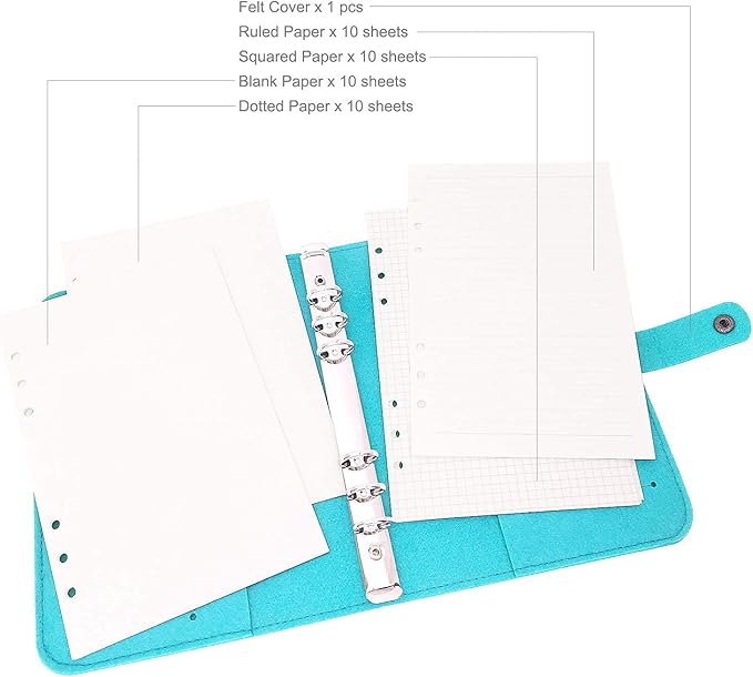 A5 Felt Binder Aqua Mint