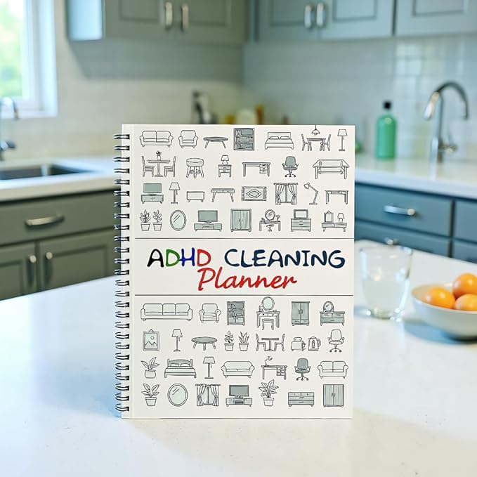 ADHD Cleaning Planner, Daily Weekly Monthly Household Cleaning Schedule, 8.27 x 11.22 inch Chore Chart Organizer