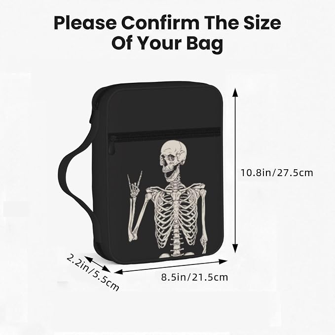 Halloween Skeleton Funny Skull Bible Cover Case Carrying Book Protector Case Bible Study Supplies Accessories Holder Case Christian Gift for Women Men