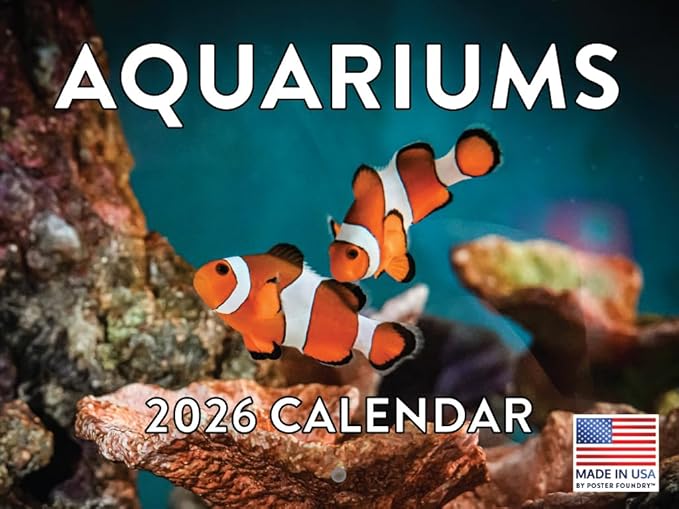 Aquarium Calendar 2026 Fish Monthly Wall Calender 12 Month | American Made In The USA
