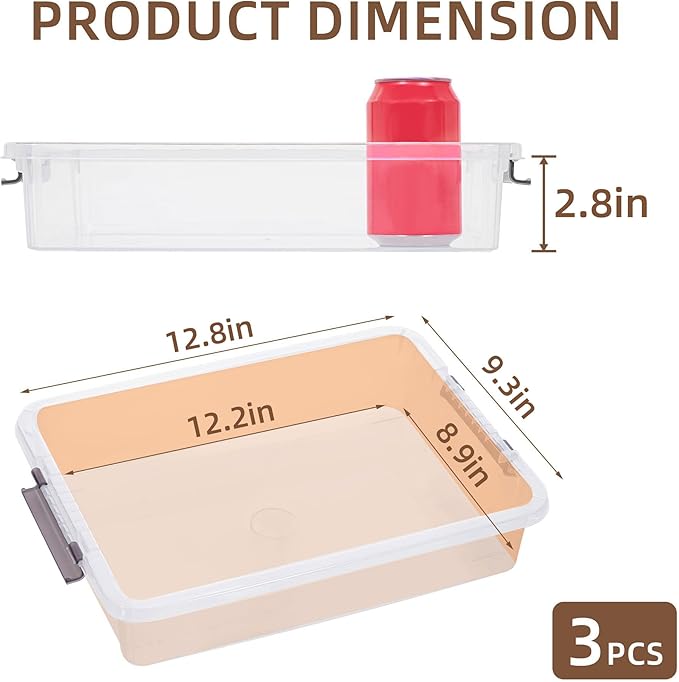 Citylife 3 PCS Plastic Storage Bins with Latching Lids Portable Project Case Clear File Box Stackable Storage Containers for Organizing A4 Paper, Photo, Document, Scrapbook