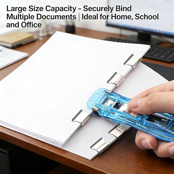 2pake Portable Binder Clip Stapler, Includes 100 Reusable Clips, Handheld Paper Clam Clip Dispenser for Home, School, Desk Office (Mix1)