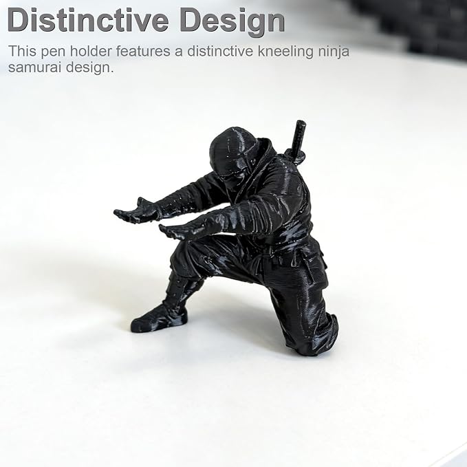 Knight-Style Executive Pen Holder -Plastic Ninja Samurai Design, Single Pen Capacity, Creative Desk Accessory for Office and Home