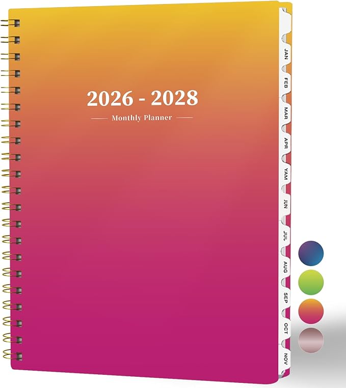 2026-2028 Monthly Planner - 2 Year Monthly Planner Calendar 2026-2028, Jul 2026 - Jun 2028, 8.5" x 11", 24 Months, Spiral-Bound, Tabs, Holidays, Notes, Ideal for School Office Home Planning
