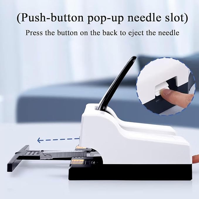 Double-Hole Double-Nail Standard Stapler, Double Head Heavy Duty Stapler, A4/16 Size Switchable, Binding Thickness 2-50 Sheets, Depth Adjustable, Push Button Pop Up Needle Slot, for Office