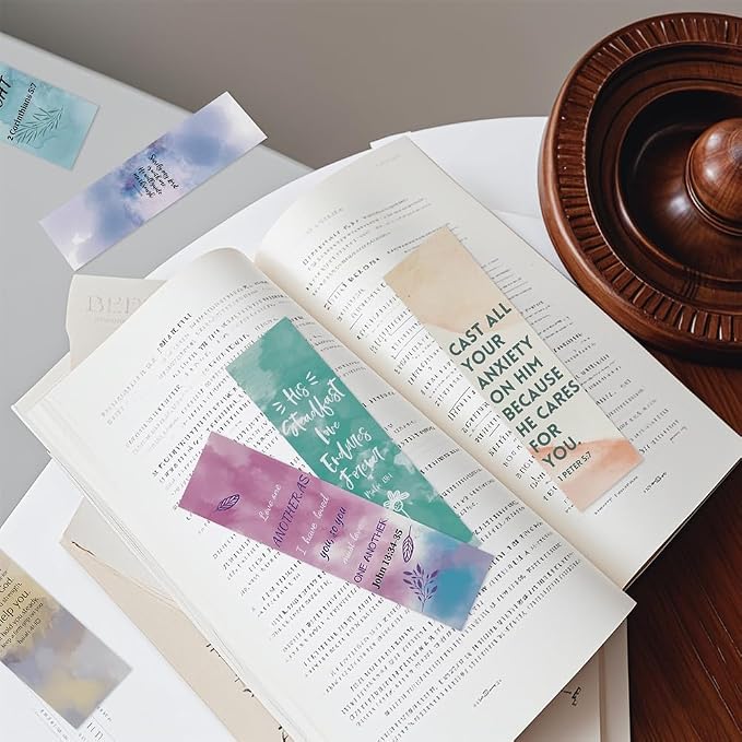 30Pcs Motivational Bible Verses Bookmarks |Inspirational Christian Watercolour Page-Markers for Kids Students Teens Adults and Reading Lovers as School Church Christmas Easter Gift