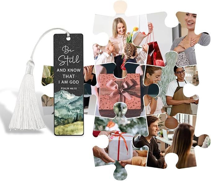 Christian Stillness Bookmark, Inspirational Gift for Believers, Uplifting Gift for Spiritual Readers, Spiritual Bookish Present, Unique Mountain & Scripture Design Bookmark, WCB68
