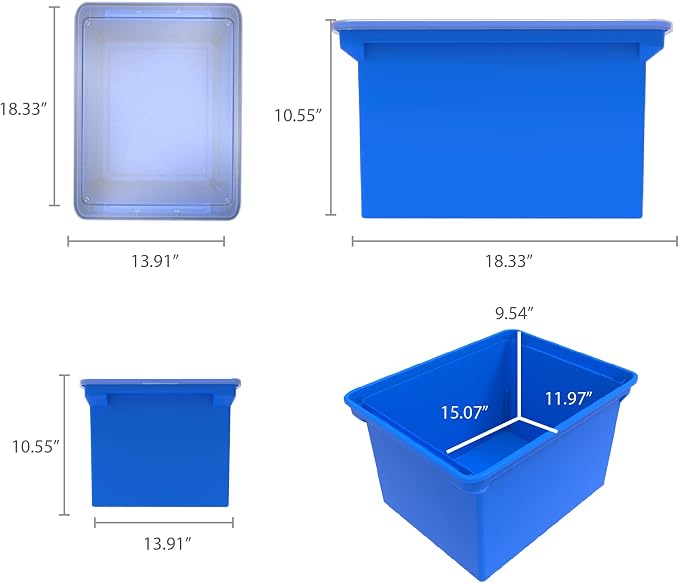 Storex Plastic File Tote, Letter/Legal Files, 18.5" X 14.25" X 10.88", Blue/Clear