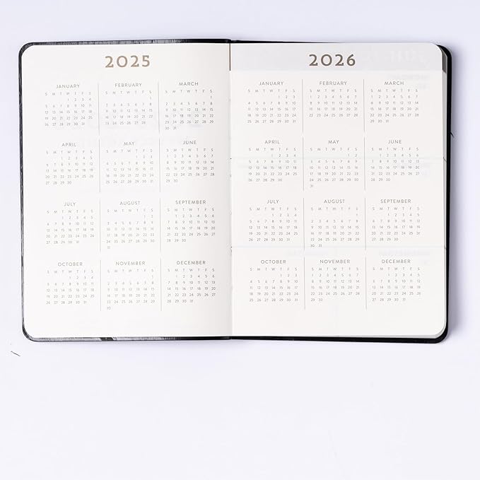 Eccolo 2025-2026 Pocket 18-Month Weekly Planner, Leatherette Soft Covers with Pen, Lined Notes Pages, 4.5x5.5"