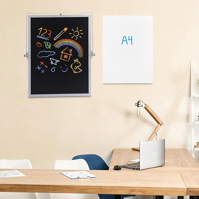 Small Magnetic Chalk Board Easel 10"X14", Double-Sided Tabletop & Wall Hanging Chalkboard with 4 Chalks & Eraser, Desktop Mini Black Board Sign for Office Desk Home Menu School