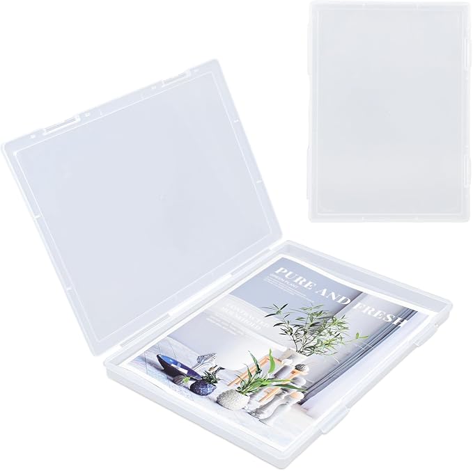 A4 Paper Holder Portable File Box Clear Plastic Document Case Waterproof Dustproof PP Storage Folder Magazine Filing Organizer Office/School Supplies(clear-2 pack)