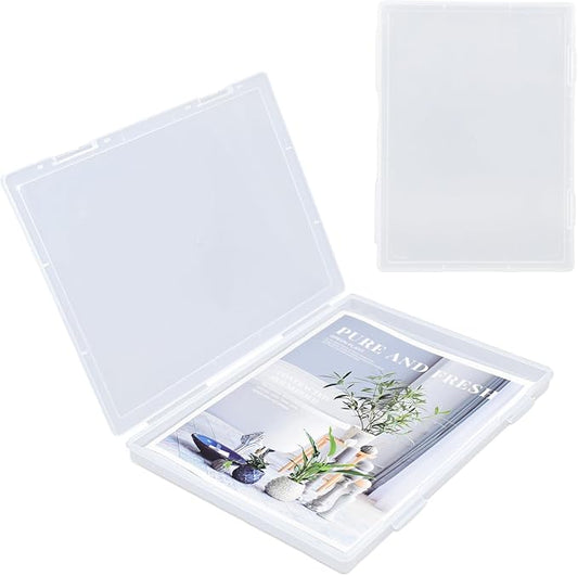 A4 Paper Holder Portable File Box Clear Plastic Document Case Waterproof Dustproof PP Storage Folder Magazine Filing Organizer Office/School Supplies(clear-2 pack)