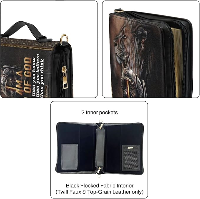 Jeuspirit Bible Covers - Leather Bible Organizer Case - Bible Book Carrier Bag With Zipper - Christian Gifts For Women - Bible Holder Bag, Bible Carrying Case Large Size (Son Of God)