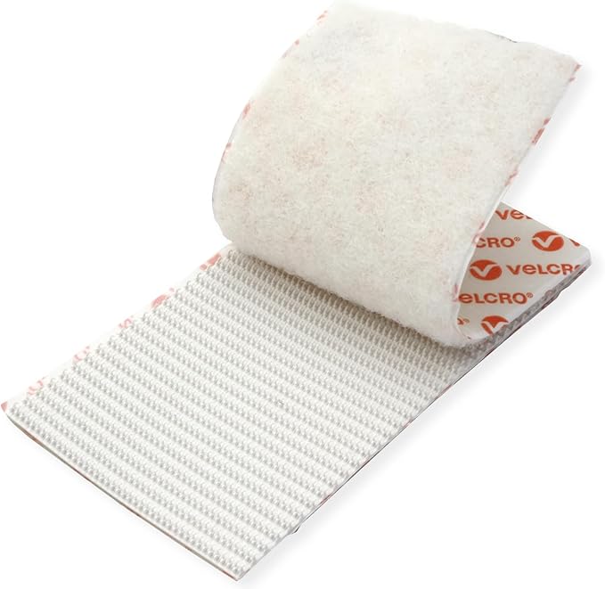VELCRO Brand 2pk Heavy Duty White Stick On Strips 50mm x 100mm, Hook And Loop Tape Self Adhesive Strips, Industrial Extra Strong Double Sided Sticky Pads Heavy Duty Perfect for Home, Office & Garage