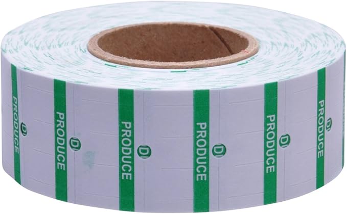 White with Green Stripe "Produce" Labels to fit Towa® GS Series/Halmark/Century Price Guns 16 Pack (Free Ink roll Included)