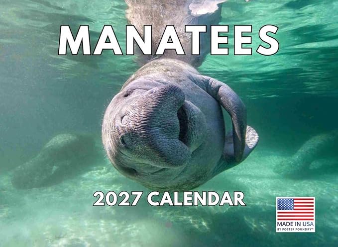 Manatee Calendar 2027 Monthly Wall Calender 12 Month