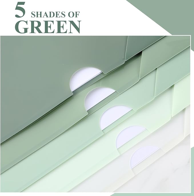 Kisston 15 Pack Green Clear Plastic Folders Sleeves Project Pockets for Letter Size 12.1x8.8, L-Shaped Transparent File Jacket for School Office Desk Supplies