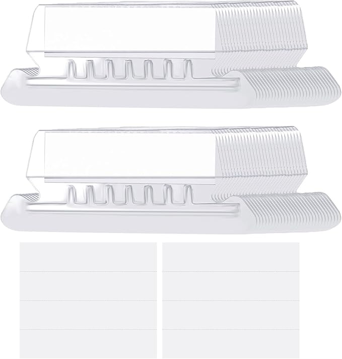 File Folder Tabs 40PCS Suspension Hanging File Folder Labels Clear Plastic Filing Tabs and Paper Inserts for Quick Identification with Storage Box