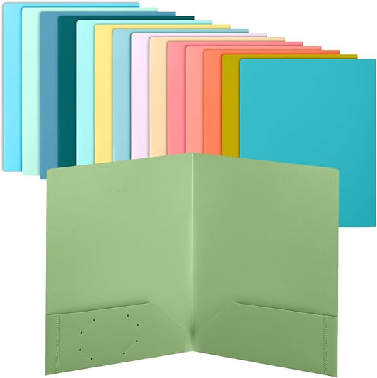 Mr. Pen- Plastic Folders with Pockets, 15 pcs, Aesthetic File Folder with Business Card Slot, 2-Pocket Folder, Back to School, Office, Filing Supplies