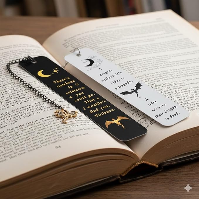 Dragon Metal Bookmark Set 2.0, Cool Fourth Wing Bookmarks for Charms, Book Lover Fantasy Reading Gifts for Women and Men (Starry Rider)