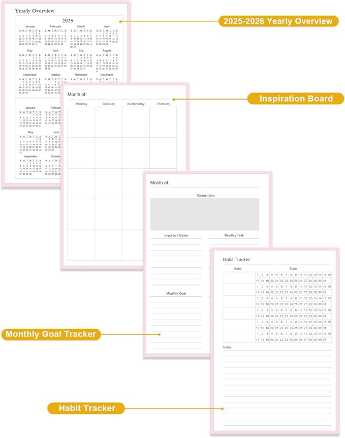 Academic Planner for 2026-2027 or Anytime – 5.8" x 8.5" Undated Weekly Student Planner For Homeschool, High School, College & Nursing Students, 200 Pages, Pink