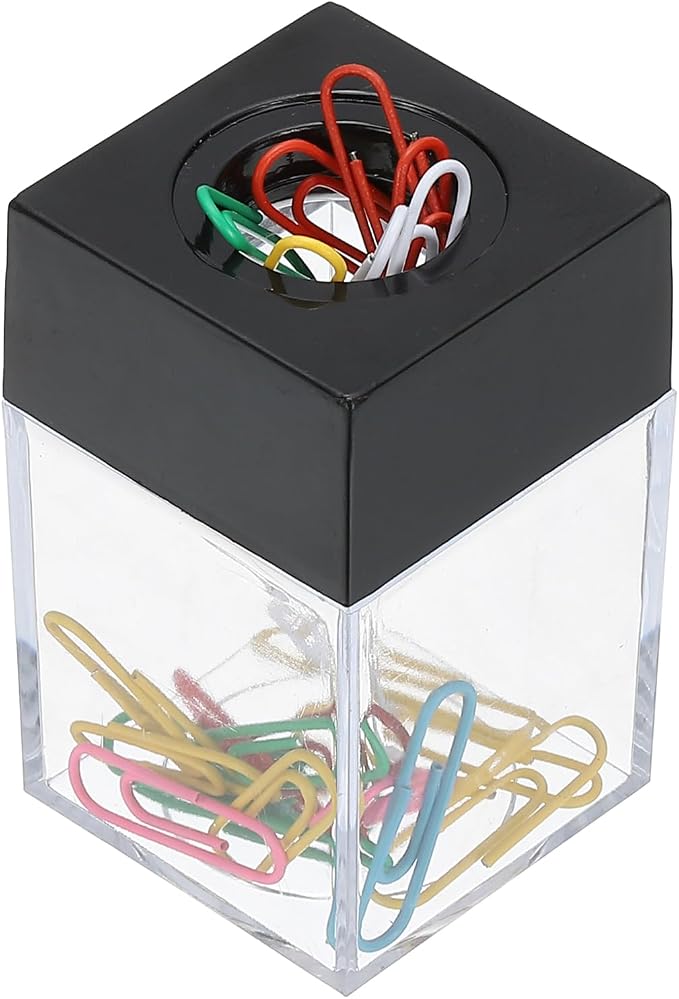 PATIKIL Magnetic Paper Clip Holder Dispenser, Large Capacity Paper Clip Organizers with Magnetic Top for Desk Supplies, Office, Classroom, Home, Black
