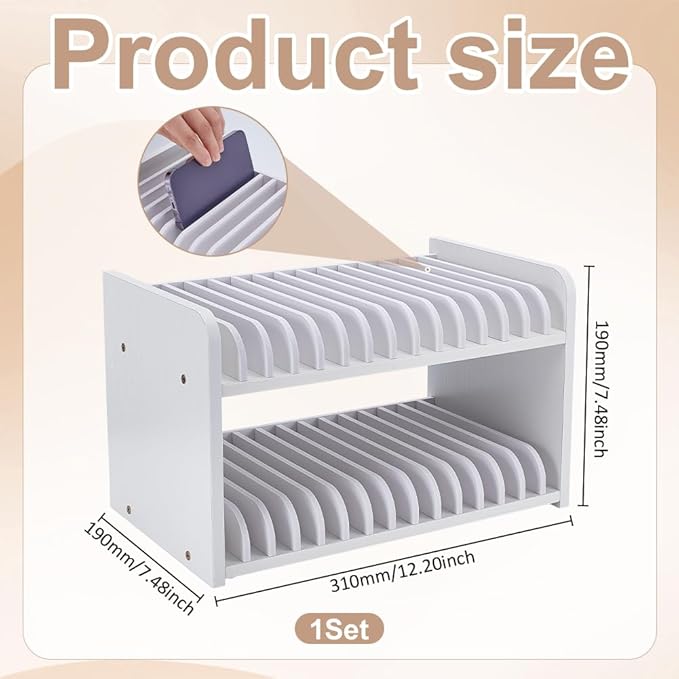 UNICRAFTALE Classroom Cells Phone Holder 30-Grid Wooden Cell Phone Storage Box Desktop Organizer Storage Box Adjustable Wooden Multiple Cell Phones Rack for Classroom Office