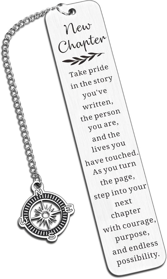 Graduation Gifts for Women Men, Good Luck Gifts for Women, Retirement Gift for Woman Boss Teacher Nurse, Going Away Farewell Goodbye Gift for Coworker Friend, Compass Bookmark