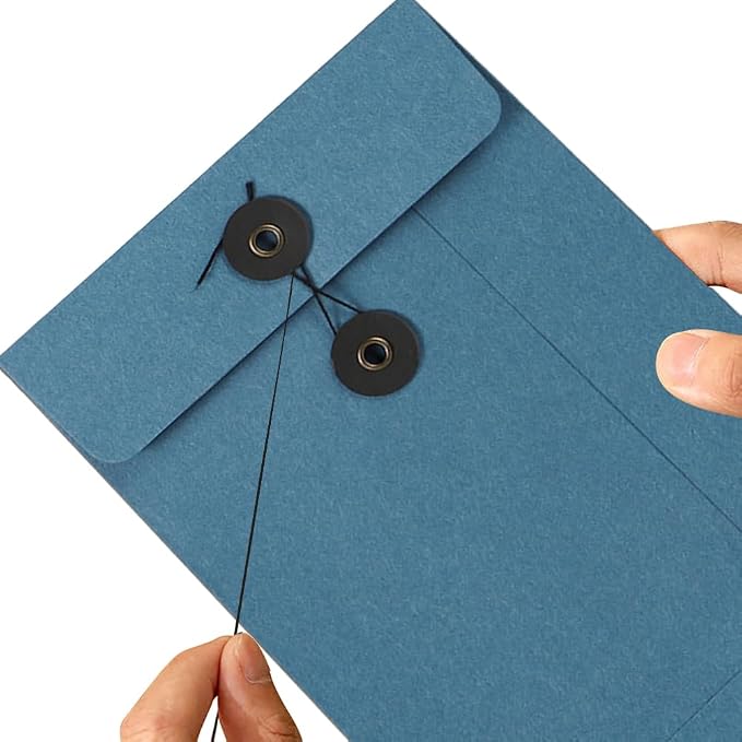 10 Pcs Vintage Kraft Paper File Folder Thickened A5 Filing Envelope Project Photo Pockets Reusable Document Wallet Bag with String Tie Closure for Office Home