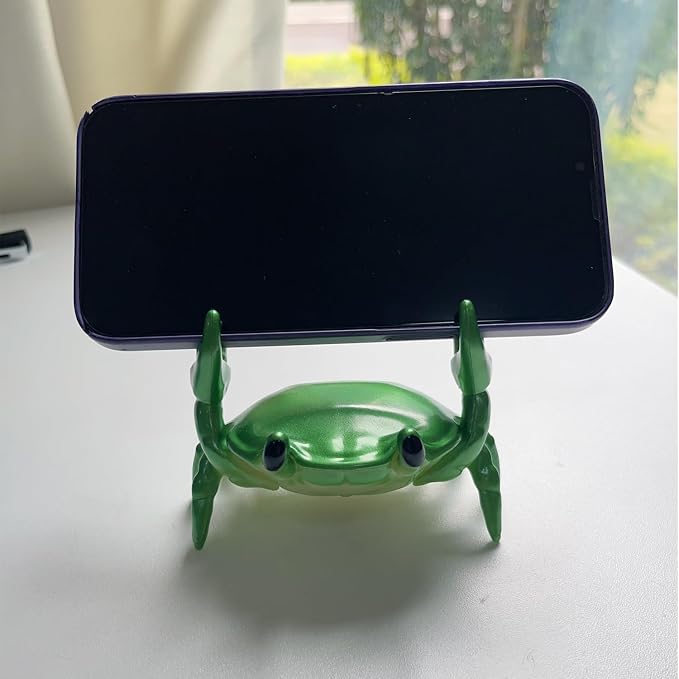 1Pcs Weightlifting Crab Pen Holder Funny Crab Pen Holder for Storage Office Desk Display Decorations (Green)