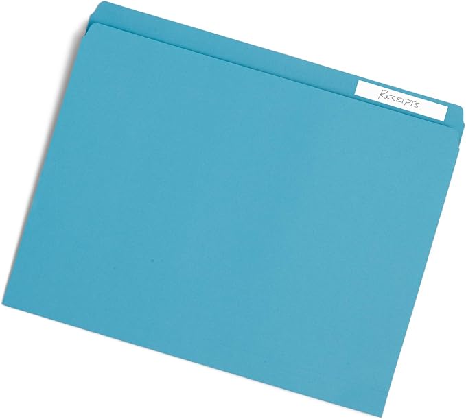 Blue Summit Supplies 100 Straight Cut File Folders, Ocean Tones, Letter Size, Assorted Blue, Green, and Purple Color File Folders, Single Tab, 100 Pack