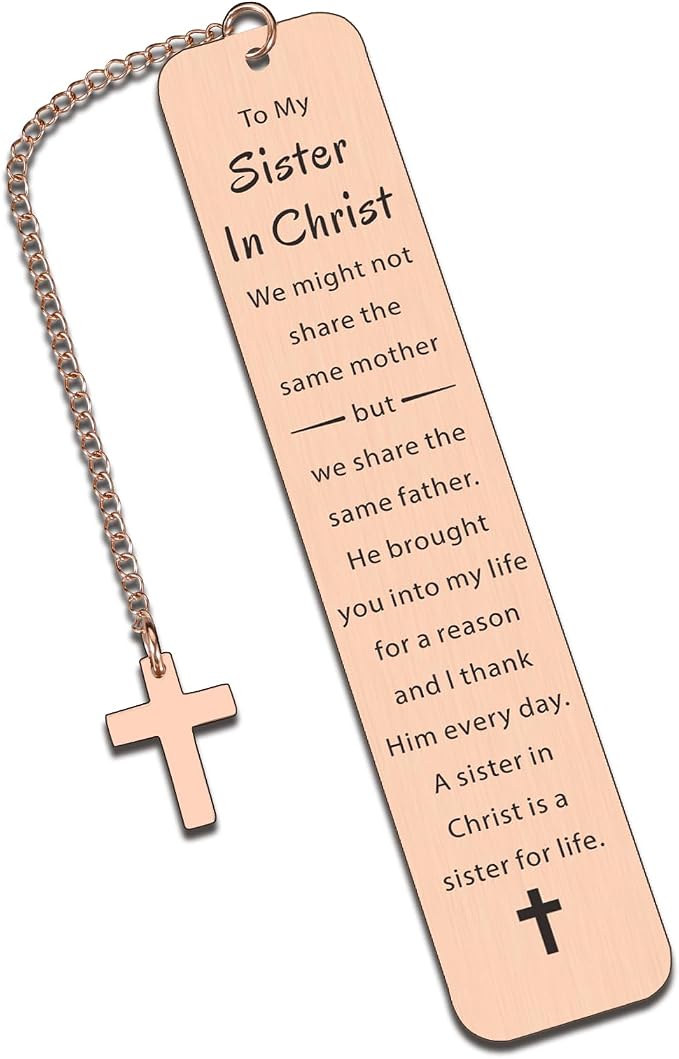 to My Sister in Christ Bookmark, Mother Day Secret Sister Gifts for Women Christian, Religious Baptism Gift for Women, Inspirational Bible Verse Bookmark
